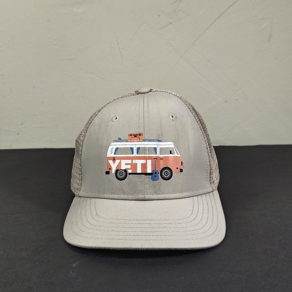 YETI Hat Cap Snapback Tan Orange Mesh Trucker Van Graphic One Size Womens - Picture 1 of 11